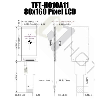 Type TFT LCD, lumière du soleil TFT lisible 350cd/m2 de barre de 0,96 pouces de SPI
