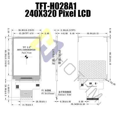 2,8&quot; affichage d'écran tactile lisible de TFT de la lumière du soleil 240x320 TFT-H028A1QVIST6N40