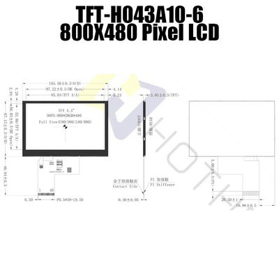Pixels lisibles TFT-H043A10SVIST6N40 de l'affichage 800x480 de TFT LCD de 4,3 pouces de lumière du soleil