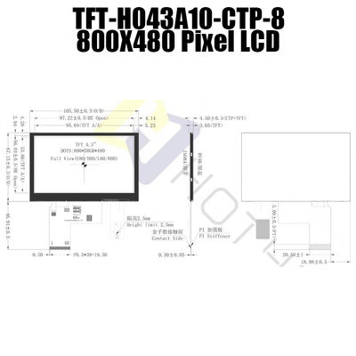 800x480 moniteur capacitif de Pcap de module d'écran tactile de module d'affichage de TFT LCD de 4,3 pouces
