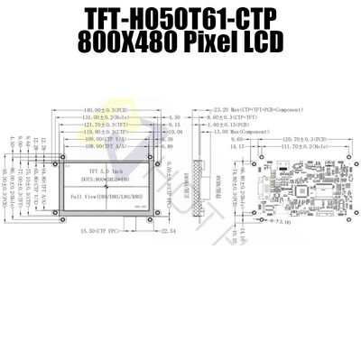 l'affichage à cristaux liquides de pouce HDMI de 5V IPS 5 montrent 800x480 les pixels durables TFT-050T61SVHDVUSDC