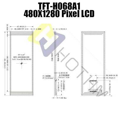 6,86 pouces 480x1280 Type de barre ronde TFT LCD lisible au soleil NV3051F1