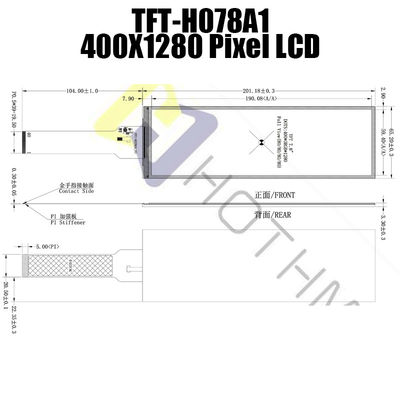 7,8 type TFT, affichage de barre de pouce 400x1280 d'affichage à cristaux liquides de l'intense luminosité ST7703