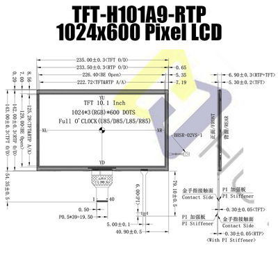 10,1 affichage lisible d'affichage à cristaux liquides de lumière du soleil de pouce LVDS IPS avec l'écran tactile résistif H101A9WSIFTKR40