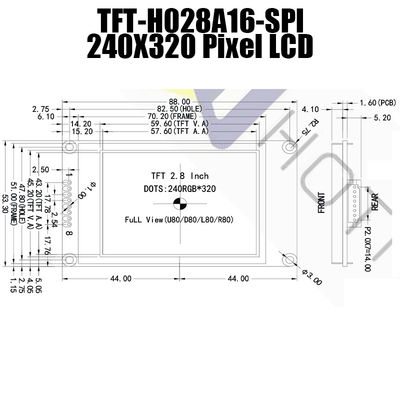 2,8 lumière du soleil TFT028A16-SPI lisible du module ST7789V de pouce 240x320 SPI TFT LCD
