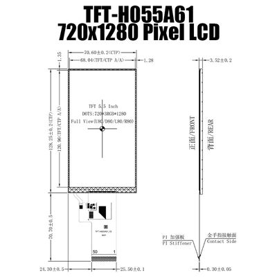 Pouce FT6336G/TFT-H055A61HDINVKN40 de l'affichage 5,5 de MIPI 720x1280 IPS TFT LCD