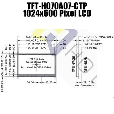 7 pouces pour le signal TFT de HDMI montrent 1024x600 pour le moniteur de Pcap d'utilisation de framboise
