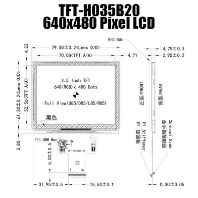 3,5 panneau d'affichage large de TFT de la température d'IPS 640x480 de pouce ST7703 pour tenu dans la main