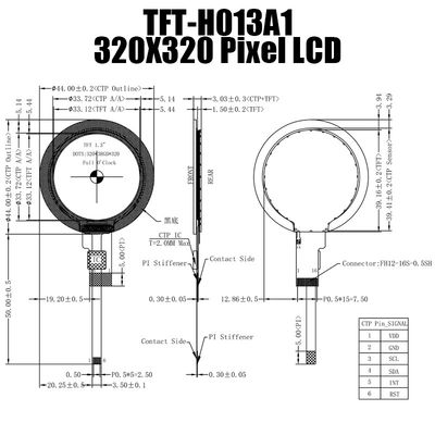 1,3 module d'affichage de l'affichage 320x320 TFT LCD de TFT de rond d'IPS de pouce POUR les appareils ménagers
