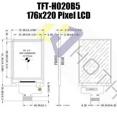 Pixels LCD/TFT-H020B5QCTST2N20 de l'affichage Module/128x160 d'IPS 176x220 TFT LCD de 2 pouces