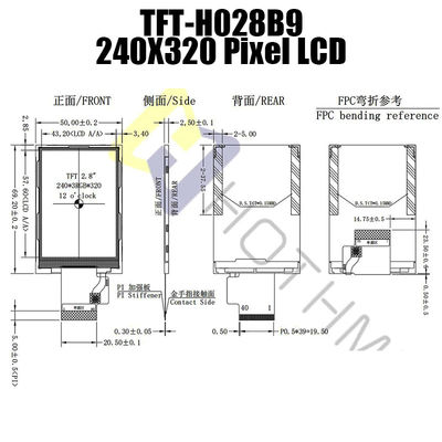 Module multifonctionnel 2,8&quot; d'affichage de TFT LCD pour le dispositif intelligent TFT-H028B9QVTST3N40