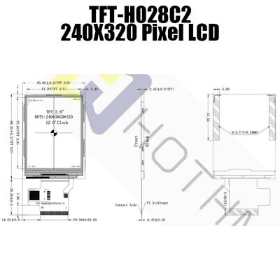 280cd/m2 liquide Crystal Display Module, panneau d'affichage TFT-H028C2QVTST3N45 de 2,8 pouces de 240x320 TFT