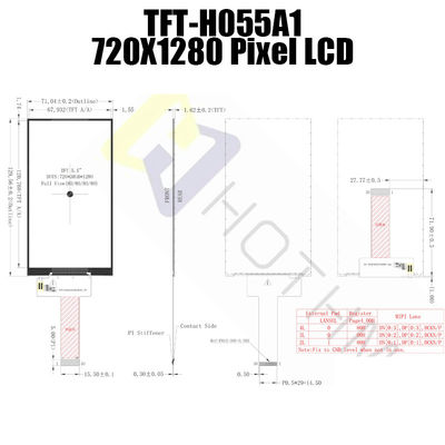 5,5 affichage IC ILI9881 d'intense luminosité de pouce 720x1280 IPS TFT LCD