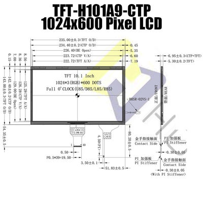10,1 module lisible de TFT LCD de lumière du soleil de pouce 1024x600 LVDS IPS avec le moniteur de Pcap