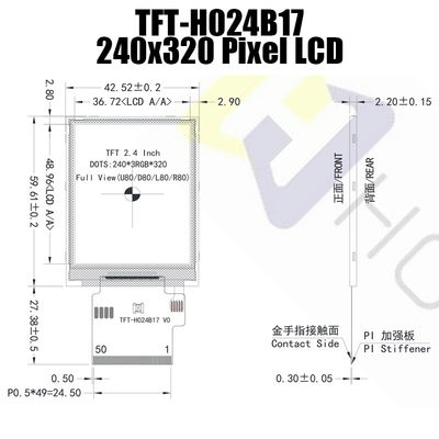 2,4 module de pouce 240x320 SPI TFT, affichage à cristaux liquides lisible TFT-H024B17QVIST6N50 de lumière du soleil d'IC ST7789