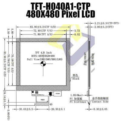4,0 la place de pouce 480x480 montrent le module IPS SPI FT6336U d'affichage à cristaux liquides de TFT avec le moniteur de Pcap