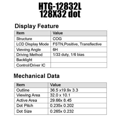 module graphique ST7565R d'affichage à cristaux liquides de la DENT 128X32 avec le contre-jour latéral blanc HTG12832L