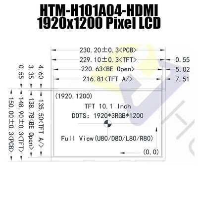 10.1inch 1920x1200 HDMI 1,4 IPS d'affichage à cristaux liquides d'affichage de type lisible de lumière du soleil