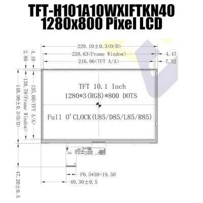 type lisible de lumière du soleil de module d'affichage à cristaux liquides d'IPS TFT LVDS des pixels 1280x800