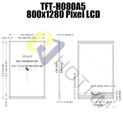 Lumière du soleil d'affichage de MIPI JD9365 TFT LCD lisible pour le contrôle industriel