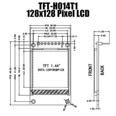 1,44 panneau de module de pouce 128x128 TFT avec le contrôleur Board d'affichage à cristaux liquides