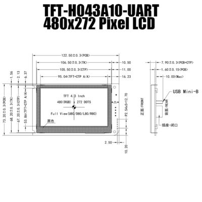 4,3 affichage capacitif de TFT LCD 480x272 d'écran tactile d'UART de pouce AVEC LE TABLEAU de CONTRÔLE d'affichage à cristaux liquides