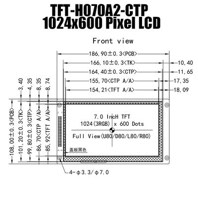 7 interface capacitive d'IPS 1024x600 RVB d'affichage de contact de pouce pour la framboise pi