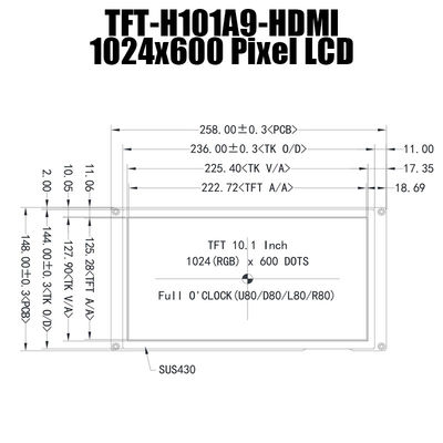 10,1 lumière du soleil d'affichage de module de pouce HDMI IPS 1024x600 TFT LCD lisible avec la framboise pi