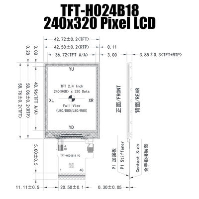 2,4 lumière du soleil du panneau d'affichage d'IPS 240x320 TFT de pouce ST7789V lisible pour le contrôle industriel