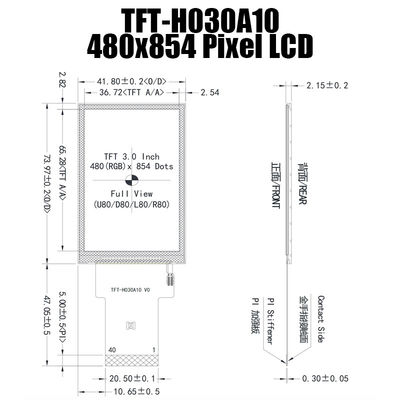 3,0 panneau d'affichage large de TFT de la température d'IPS 480x854 de pouce ST7703 pour l'ordinateur industriel