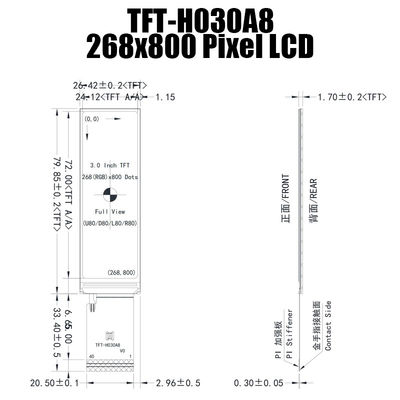 3,0 panneau d'affichage large de TFT de la température d'IPS 268x800 de pouce ST7701S pour l'instrumentation