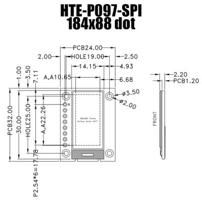 0.97' 88x184 COG SSD1680 E-Module d'affichage en papier avec cadre PCB de commande d'équipement